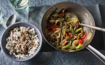 Beef Chilli Flash-Fry With Yoghurt Rice