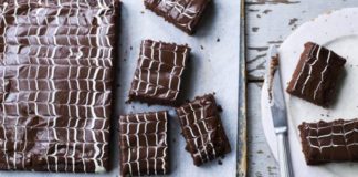 Chocolate Traybake With Feather Icing