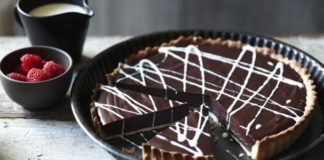 Chocolate Tart With White Chocolate Sauce