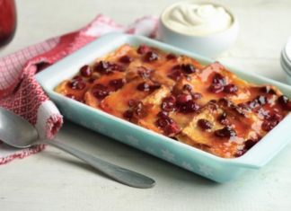 Lime And Cranberry Bread And Butter Pudding