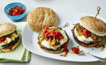 Mushroom And Mozzarella Burger With Relish Mushroom And Mozzarella Burger With Relish