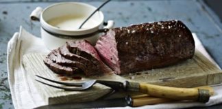 Roast Fillet Of Beef With Roasted Garlic And Mustard Cream
