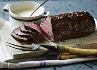 Roast Fillet Of Beef With Roasted Garlic And Mustard Cream