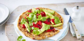 Socca Pancakes With Roasted Peppers And Avocado