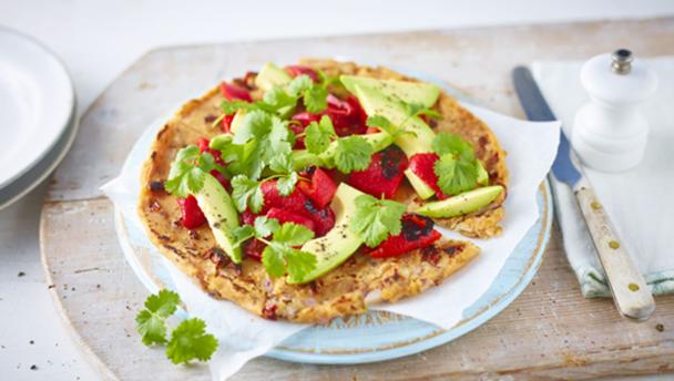 Socca Pancakes With Roasted Peppers And Avocado Socca Pancakes With Roasted Peppers And Avocado
